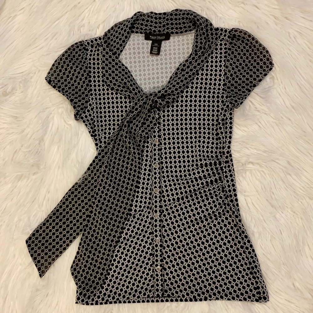 White House Black Market tie neck blouse